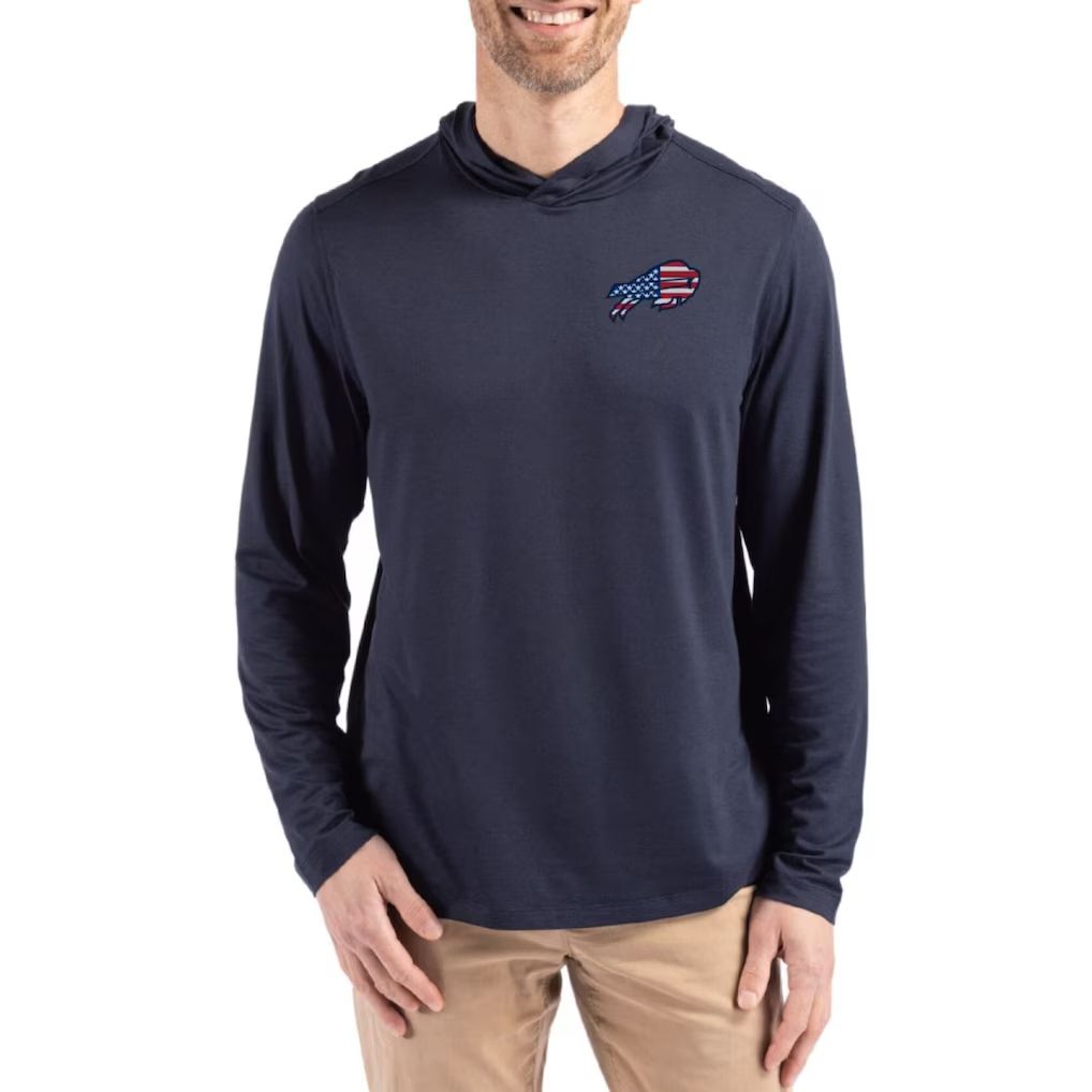Men 2026 NFL Buffalo Bills Hooded long sleeved T-shirt blue 001